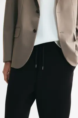 Pantalon jogger barrel Relaxed Fit en scuba - Noir — photo 1