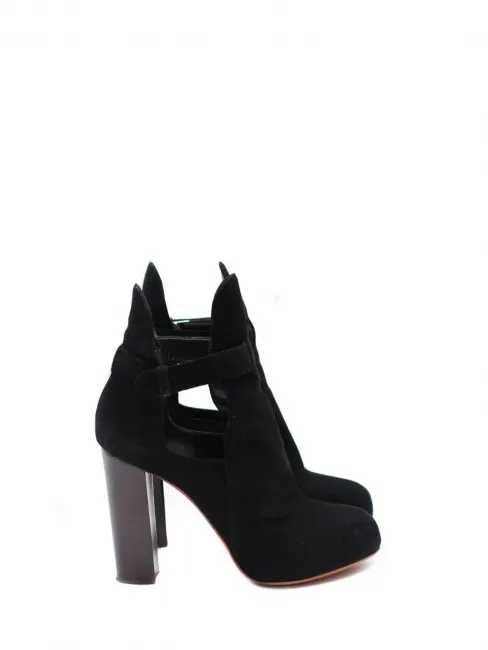 Bottines low boots à talon en bois et suède noir Px boutique 950€ Taille 39