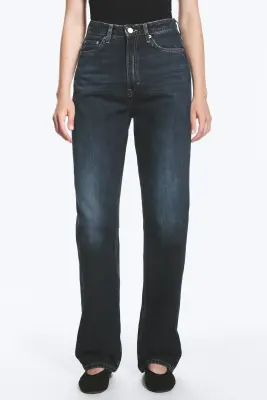 Jean droit standard taille très haute Rowe - Angel Blue - Bleu foncé — photo 1