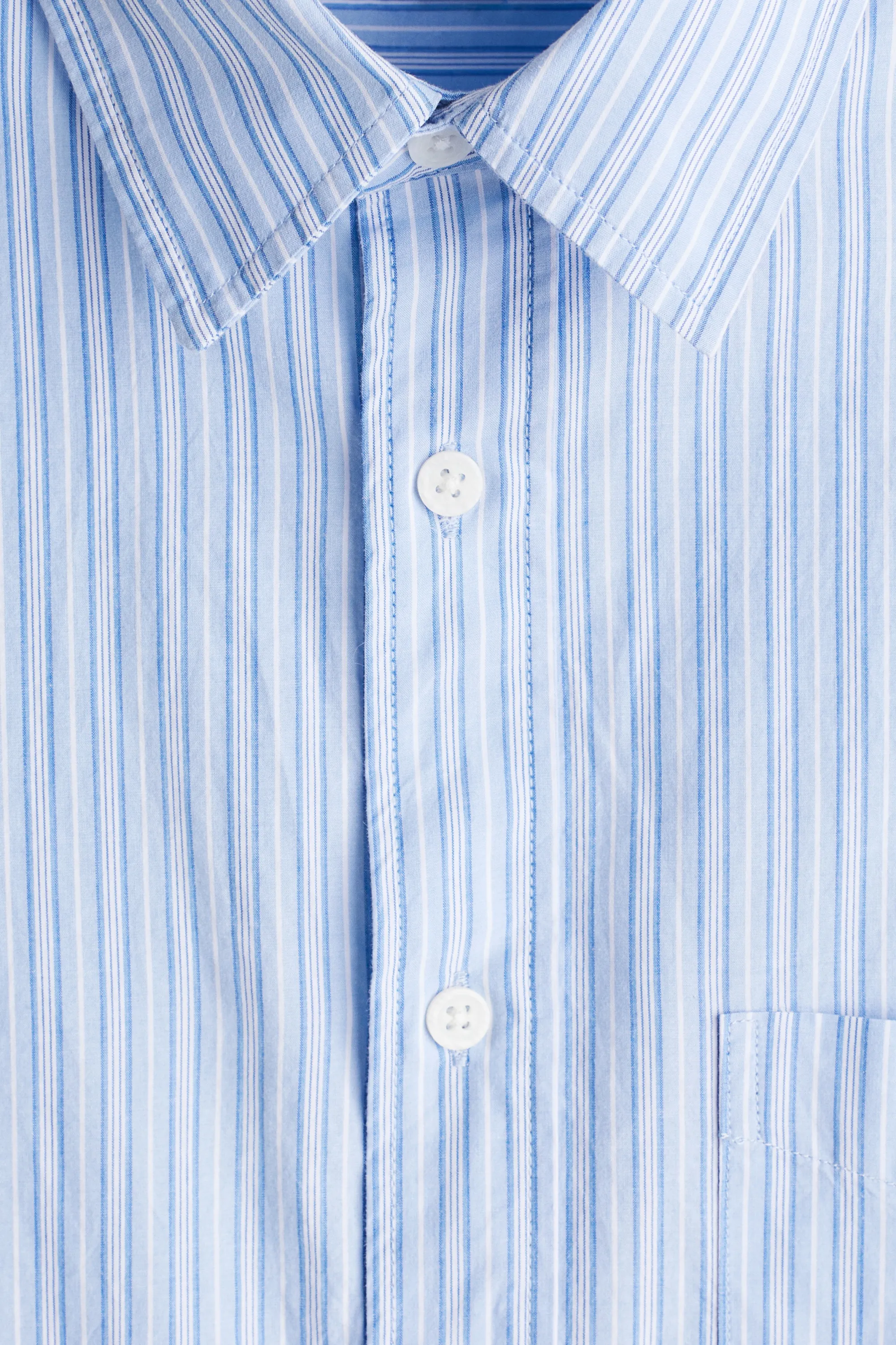 Chemise Loose Fit en popeline - Bleu clair/rayé