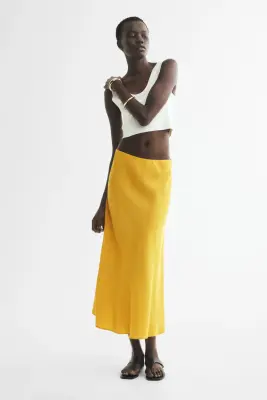 Slip skirt en satin - Orange — photo 2