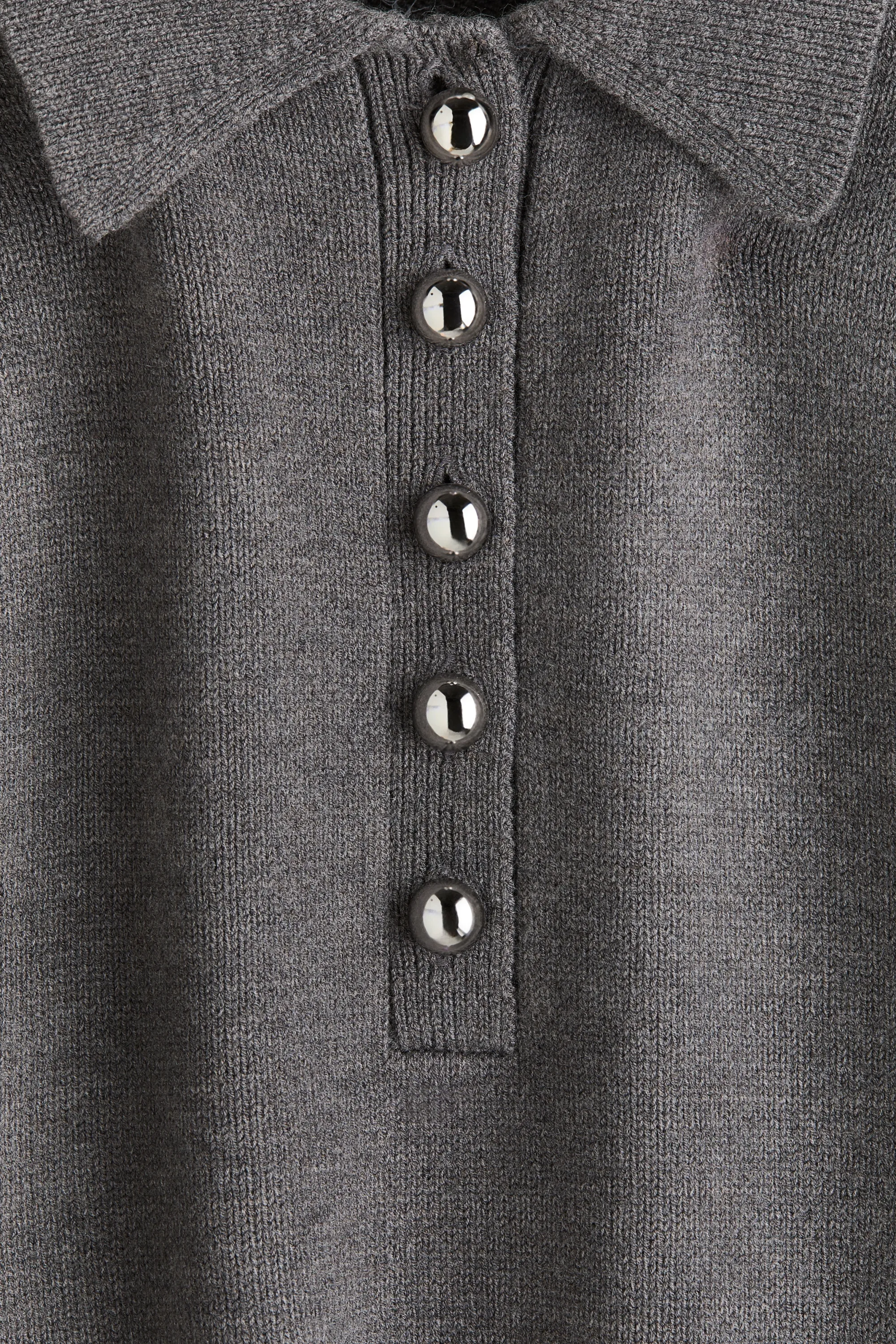 Robe en maille fine avec col - Gris chiné