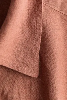 Chemise oversize en lin mélangé - Brun rouille — photo 2