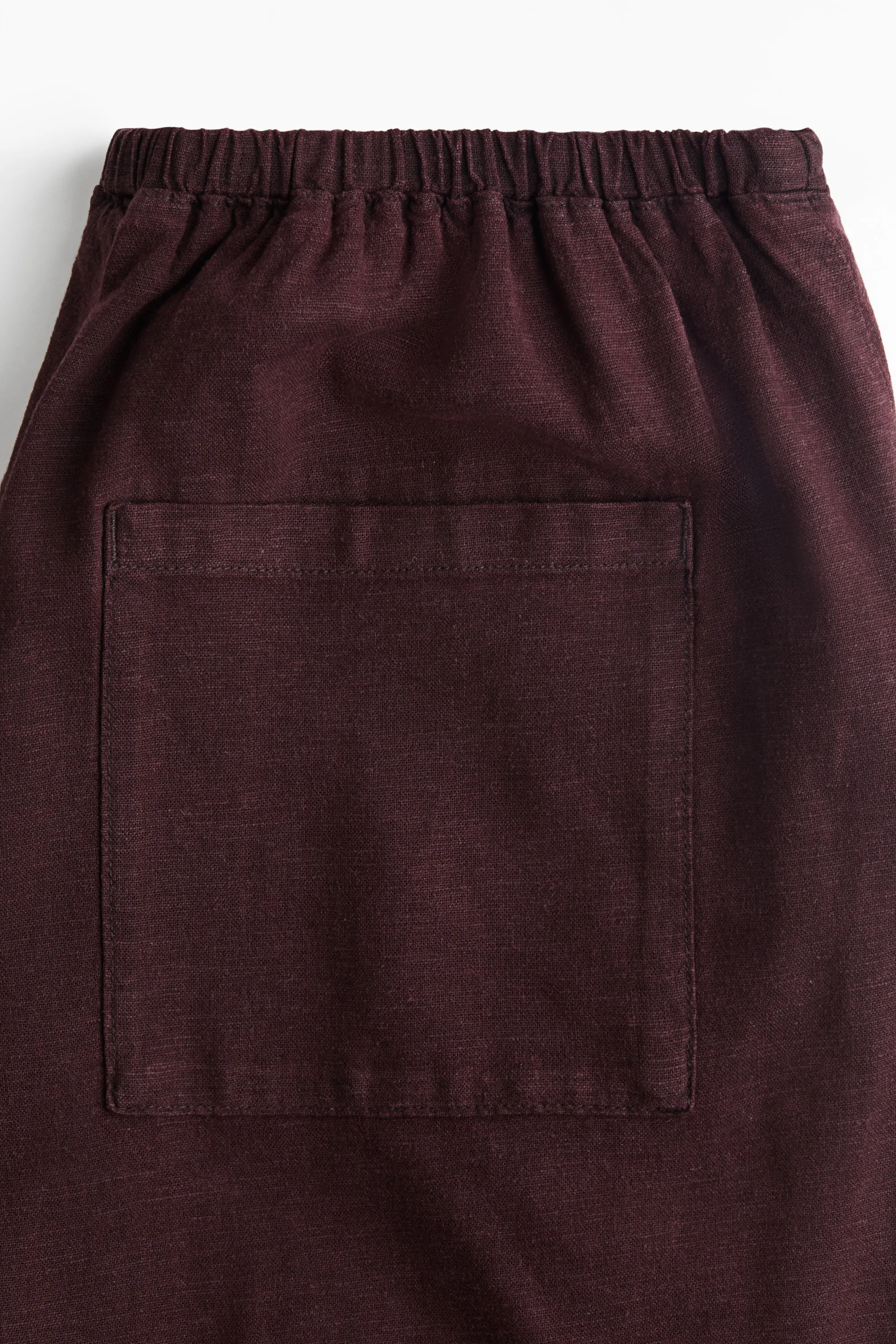 Pantalon en lin mélangé avec cordon de serrage - Bordeaux