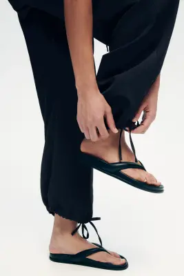 Pantalon ballon avec détails à nouer - Gris foncé — photo 3