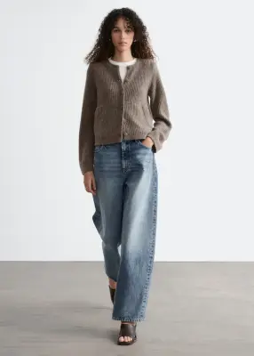 Cardigan en maille côtelée - Taupe — photo 1