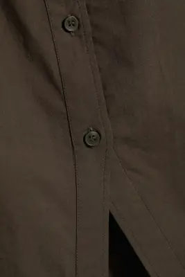 Chemise ajustée en popeline asymétrique - Marron foncé — photo 4