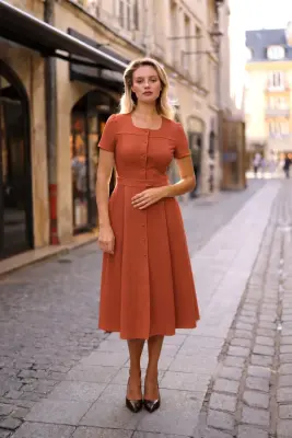 Rina Midi Dress - Brick — photo 3