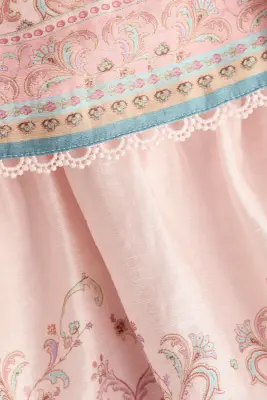 Robe dos nu étagée en lin mélangé - Rose clair/motif cachemire — photo 4