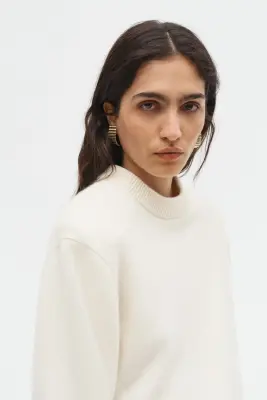 Pull en laine mélangée avec épaulettes - Beige clair — photo 1