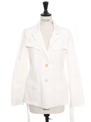 Veste saharienne ceinturée en coton blanc Prix boutique 350€ Taille 38 — photo 3
