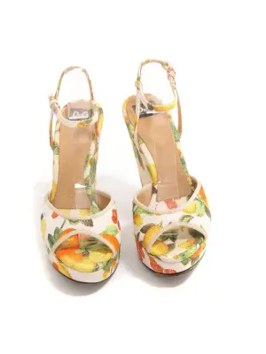Sandales compensées à plateforme citron jaune, orange et cerise Prix boutique 575€ Taille 37 — photo 4
