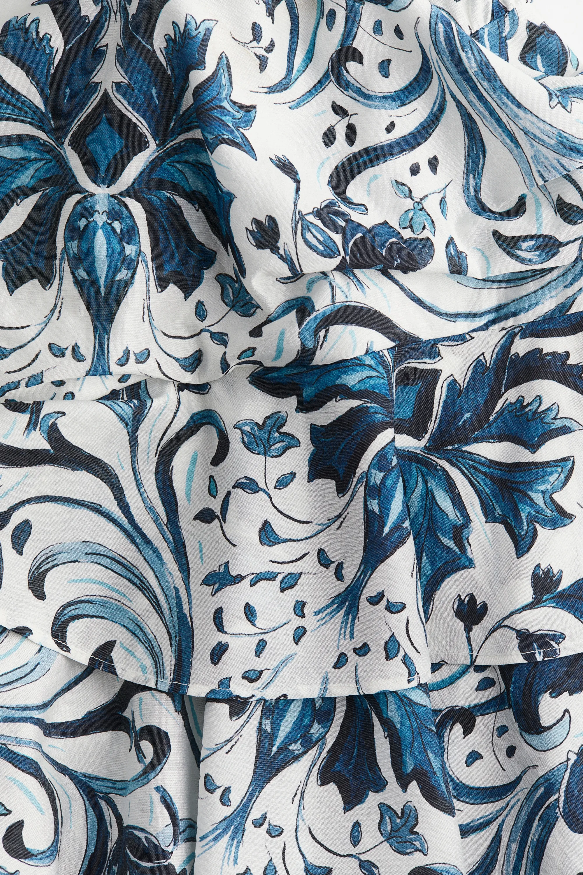 Robe volantée - Blanc/bleu/fleuri