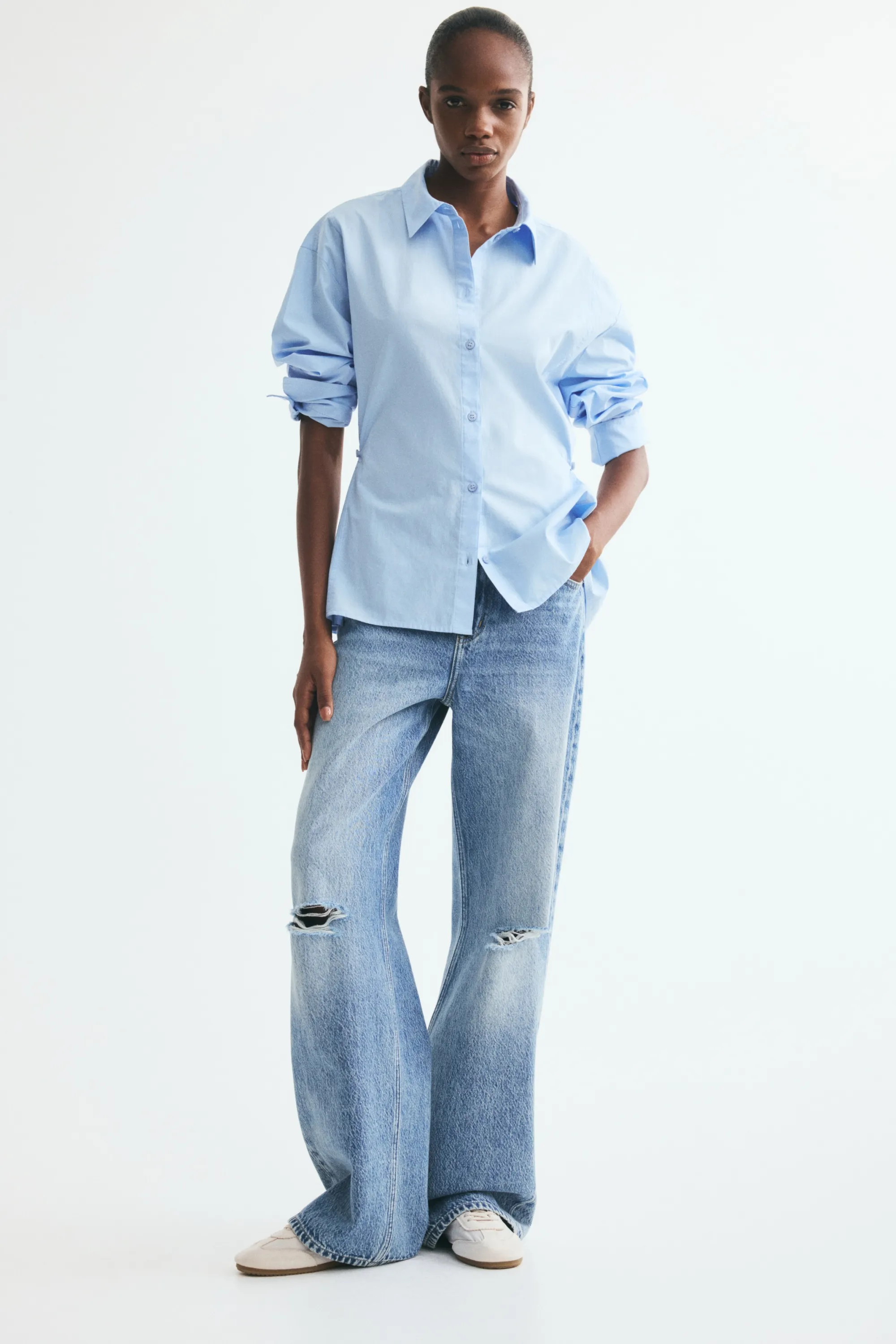 Chemise cintrée en popeline - Bleu clair