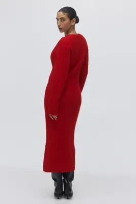 Robe en maille côtelée - Rouge — photo 3