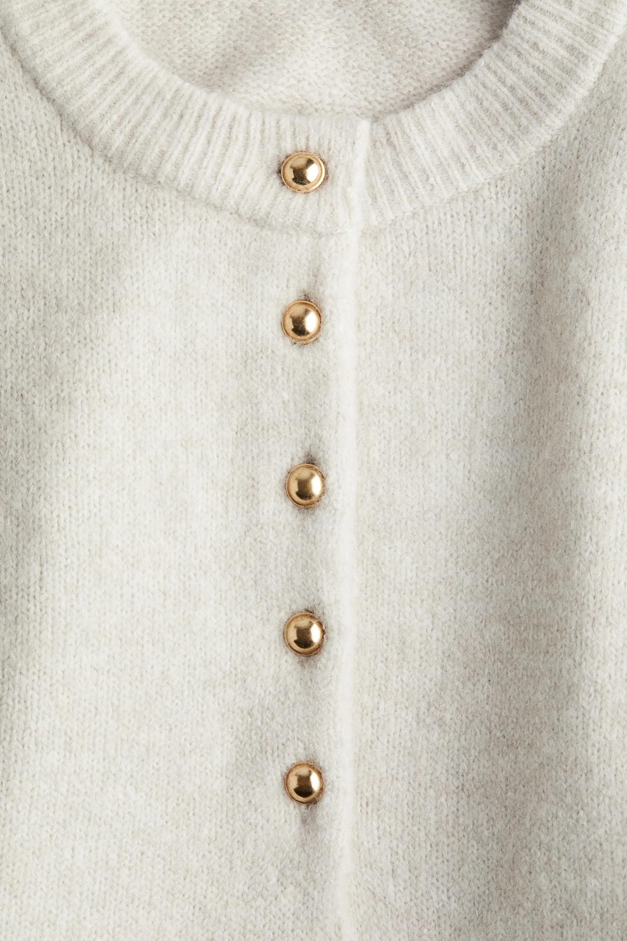 Pull à boutons - Beige clair chiné