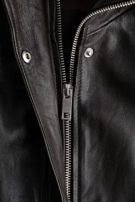 Veste oversize en cuir - Marron foncé — photo 5