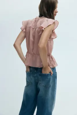 Blouse avec dentelle - Rose ancien — photo 4