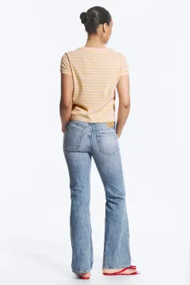 Mini T-shirt coupe standard - Rayé jaune citron/rose pêche — photo 2
