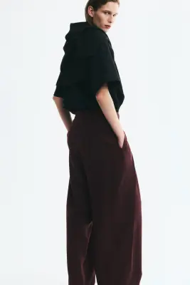 Pantalon barrel avec détails croisés - Bordeaux — photo 3