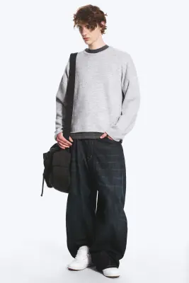 Pull carré en maille - Mélange gris clair — photo 3