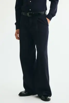 Pantalon de costume Loose Fit en laine mélangée - Bleu marine — photo 2