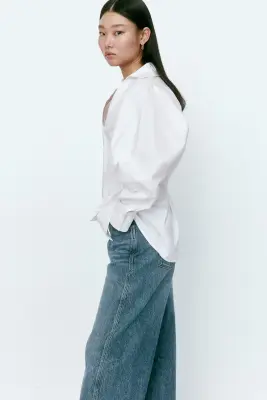 Chemise cintrée en coton - Blanc — photo 1