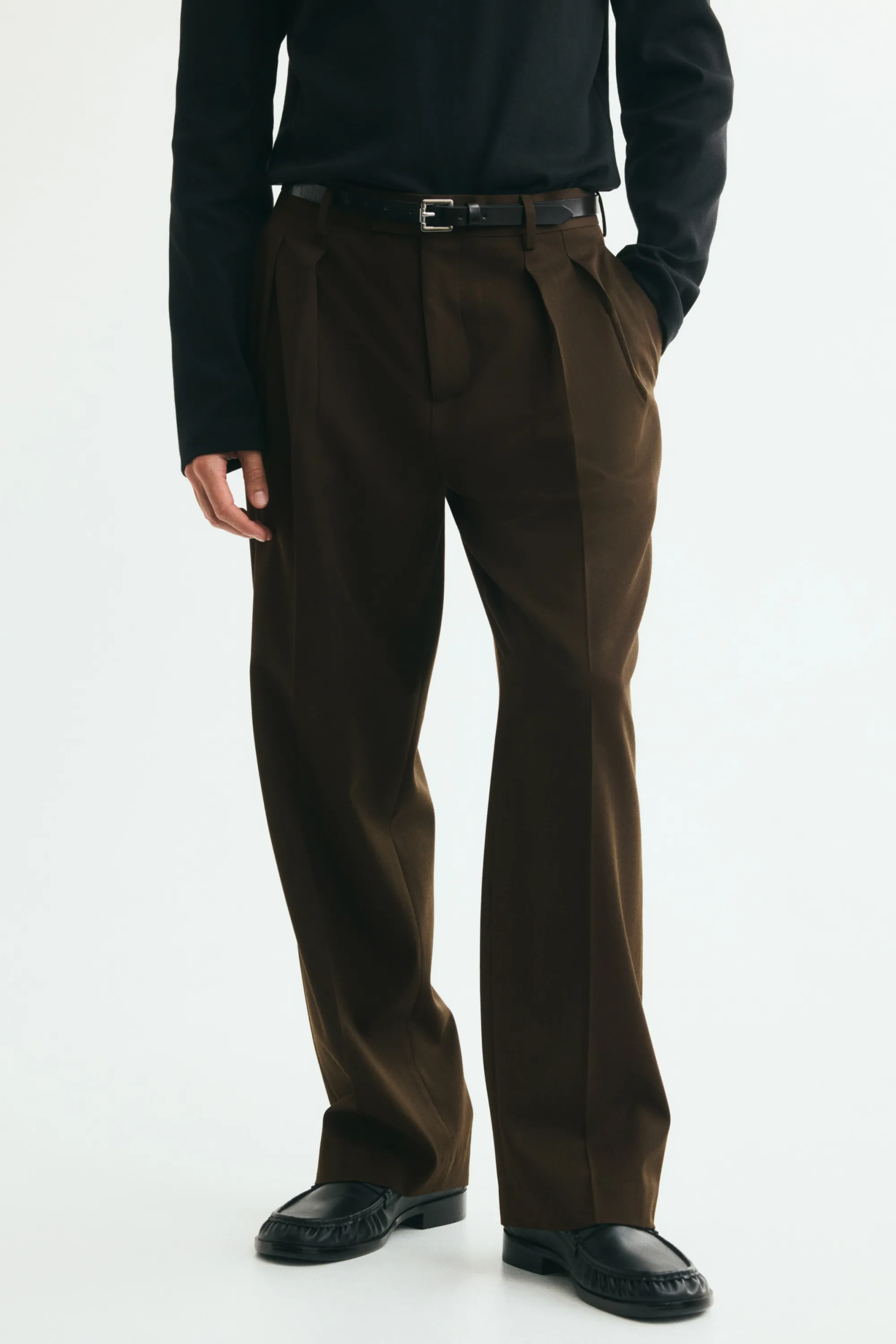 Pantalon de costume Loose Fit - Vert kaki foncé