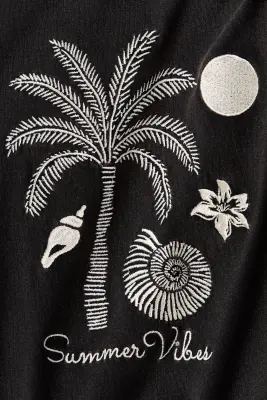 T-shirt oversize brodé - Noir/Summer Vibes — photo 4