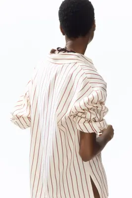 Chemise popover oversize - Crème/rayé — photo 3