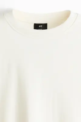 T-shirt à manches longues Relaxed Fit en interlock - Crème — photo 3