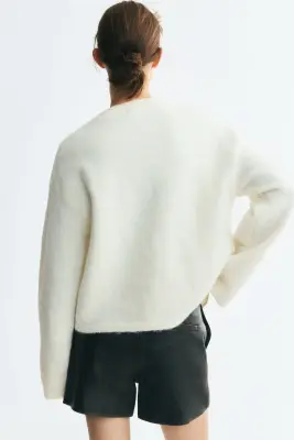 Brushed cardigan - Crème — photo 3