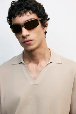 Polo en maille Cooling Regular Fit - Beige clair — photo 4