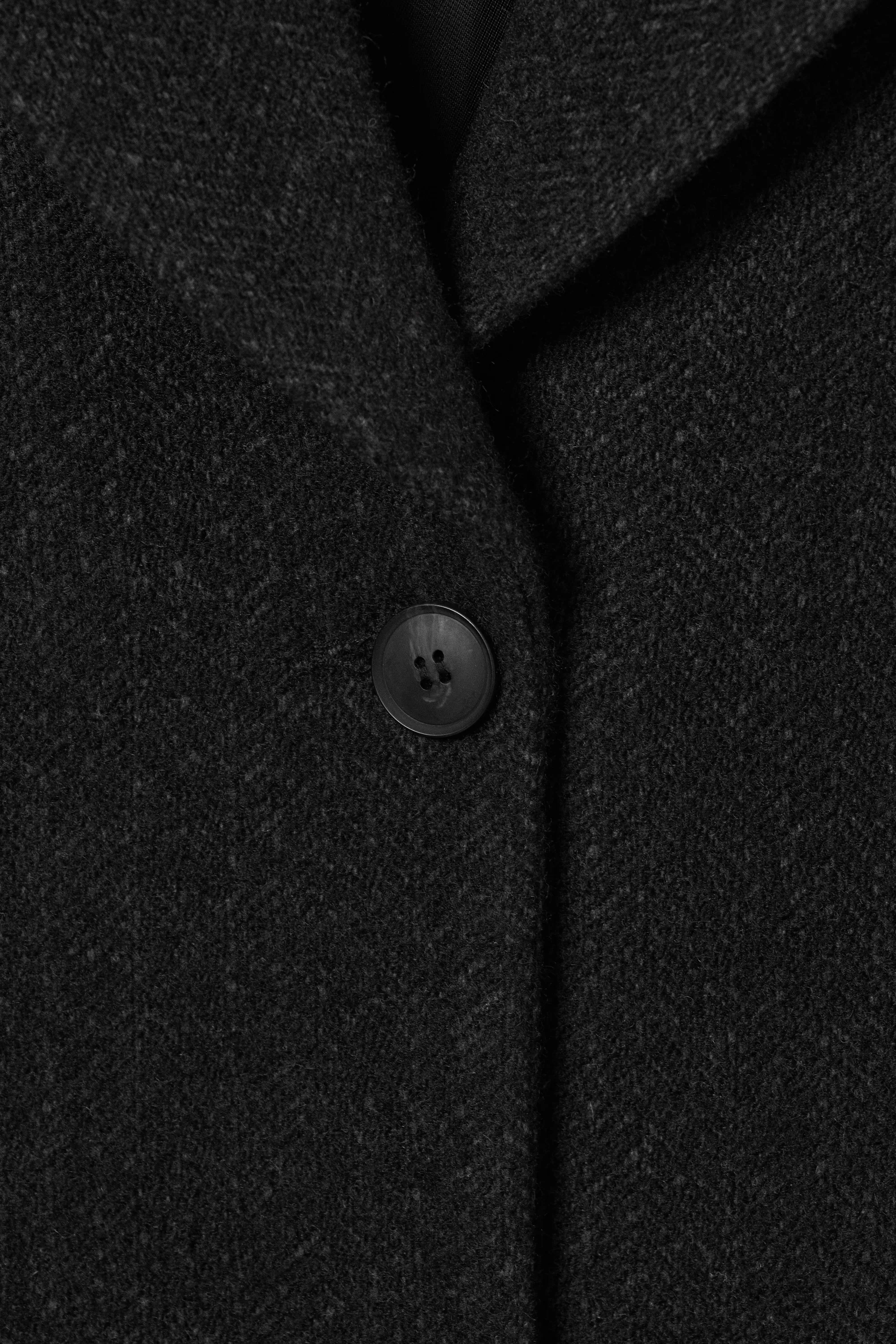 MANTEAU OVERSIZE EN LAINE MÉLANGÉE - Noir chevrons