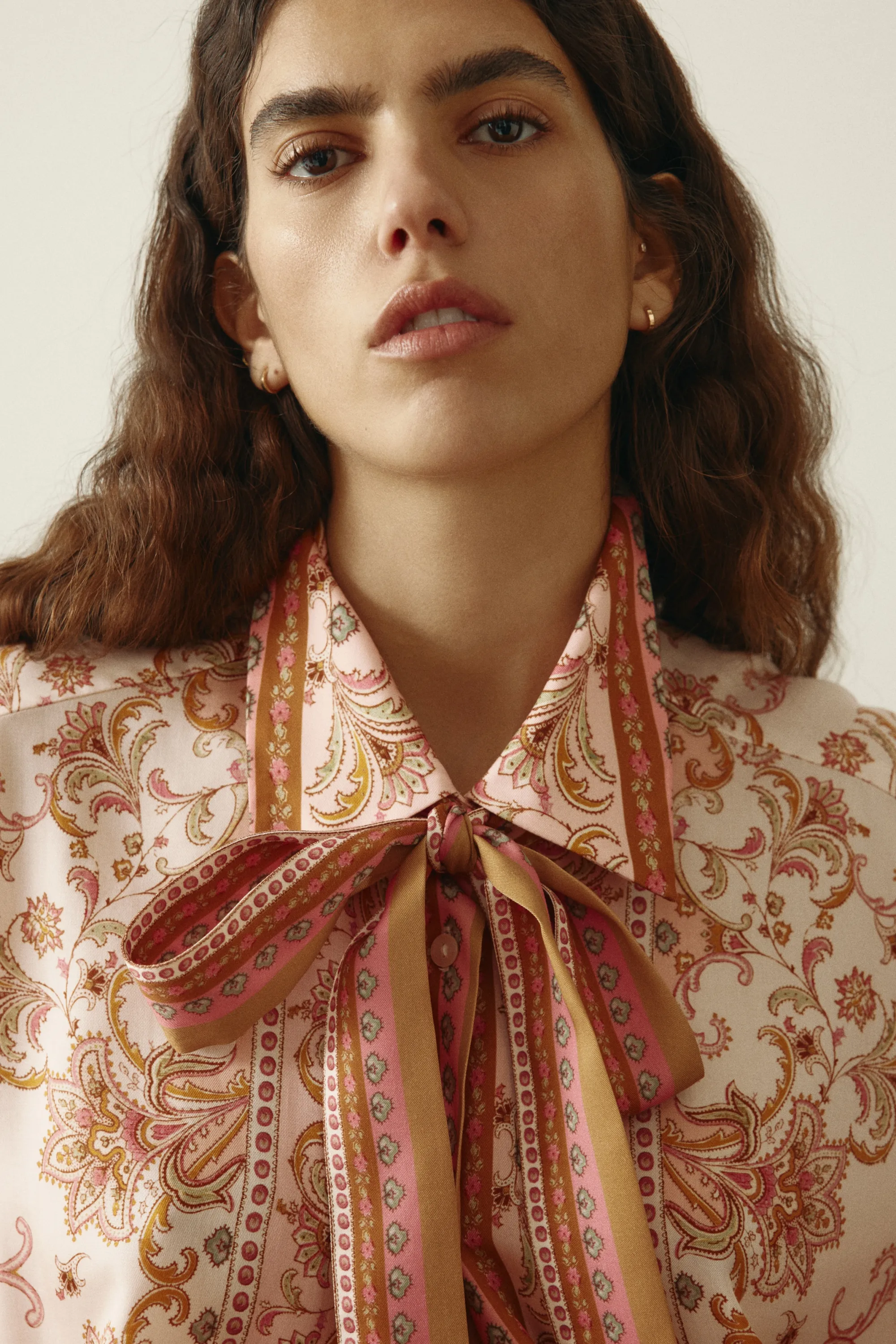 Chemise imprimée en lyocell - Beige clair/motif cachemire