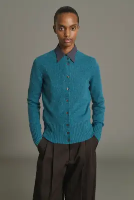 CARDIGAN FUGU BLEU PERSAN — photo 3