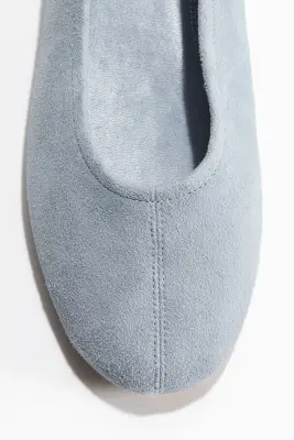 Ballerines en cuir velours - Bleu ancien clair — photo 2