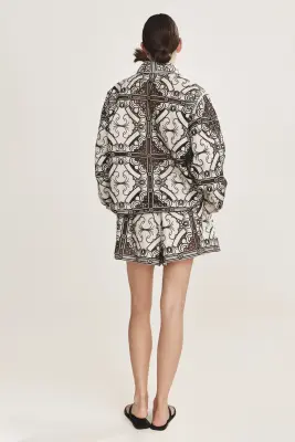 Short en coton avec broderie anglaise - Beige clair/motif — photo 3