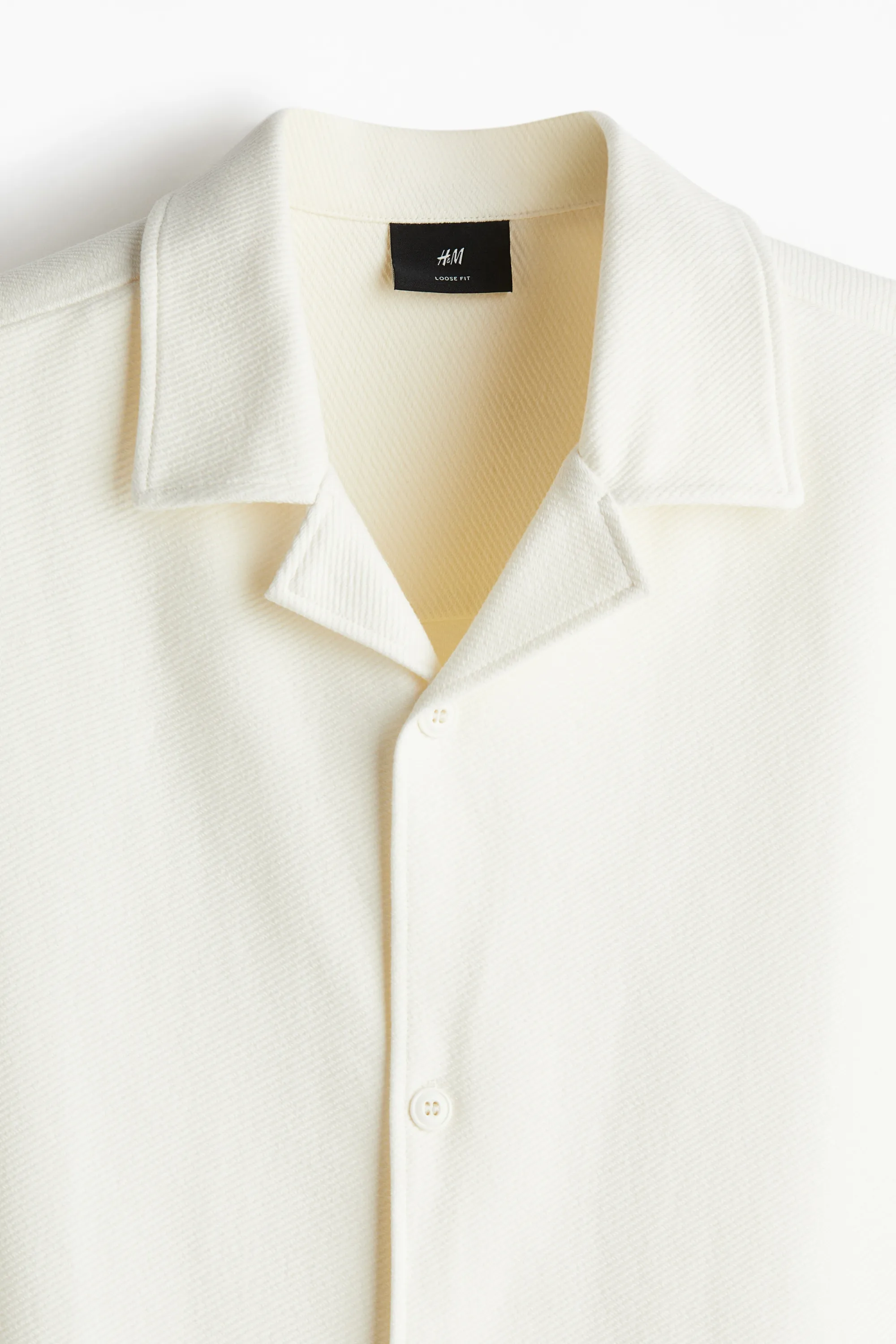 Chemise brossée Loose Fit avec col cubain - Crème