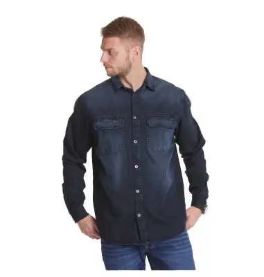 ALL SIZE CHEMISE JEANS Bleu Foncé SPECIAL GRANDE LONGUEUR — photo 5