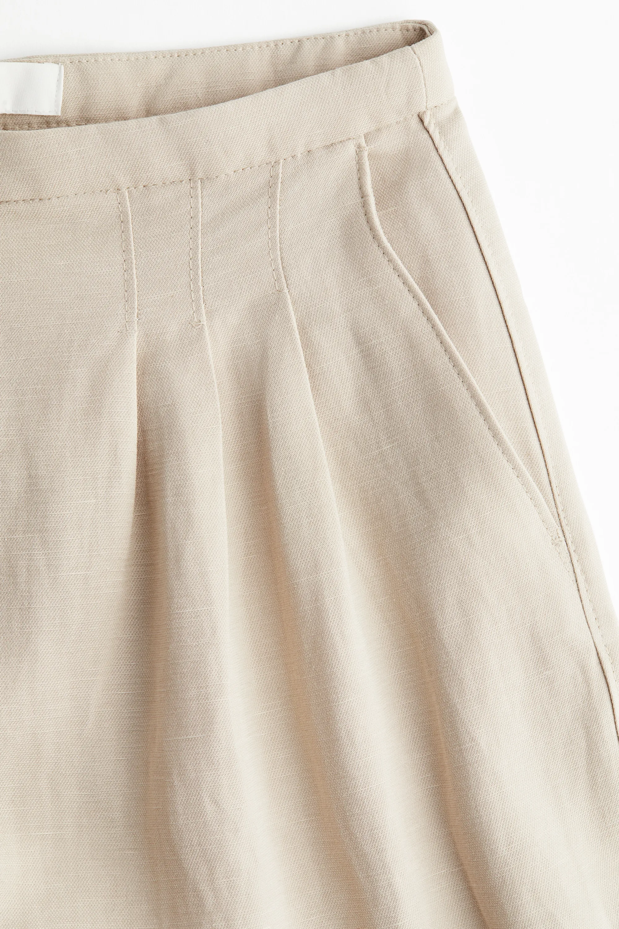 Pantalon large en lin mélangé - Beige clair