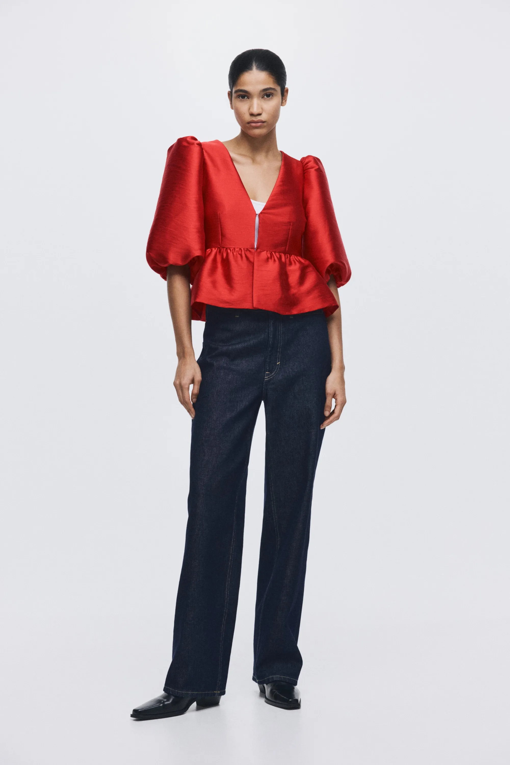 Blouse péplum - Rouge