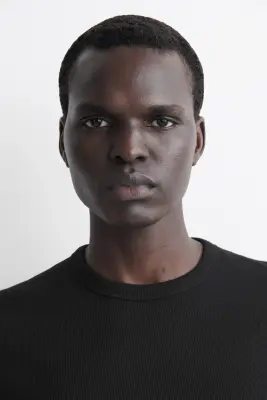 T-SHIRT SLIM EN COTON CÔTELÉ - NOIR — photo 3