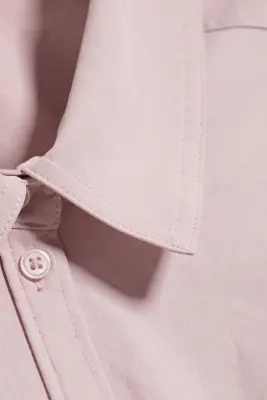 Chemise froncée ajustée à la taille - Rose poudré clair — photo 3