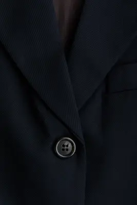 Single-breasted twill blazer - Bleu marine — photo 4