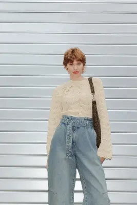 Jean paperbag taille haute — photo 3
