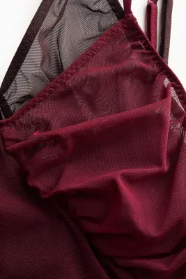 Robe à bretelles fines en mesh - Bordeaux — photo 3