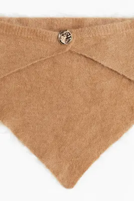 Foulard triangulaire en mohair mélangé - Beige foncé — photo 2