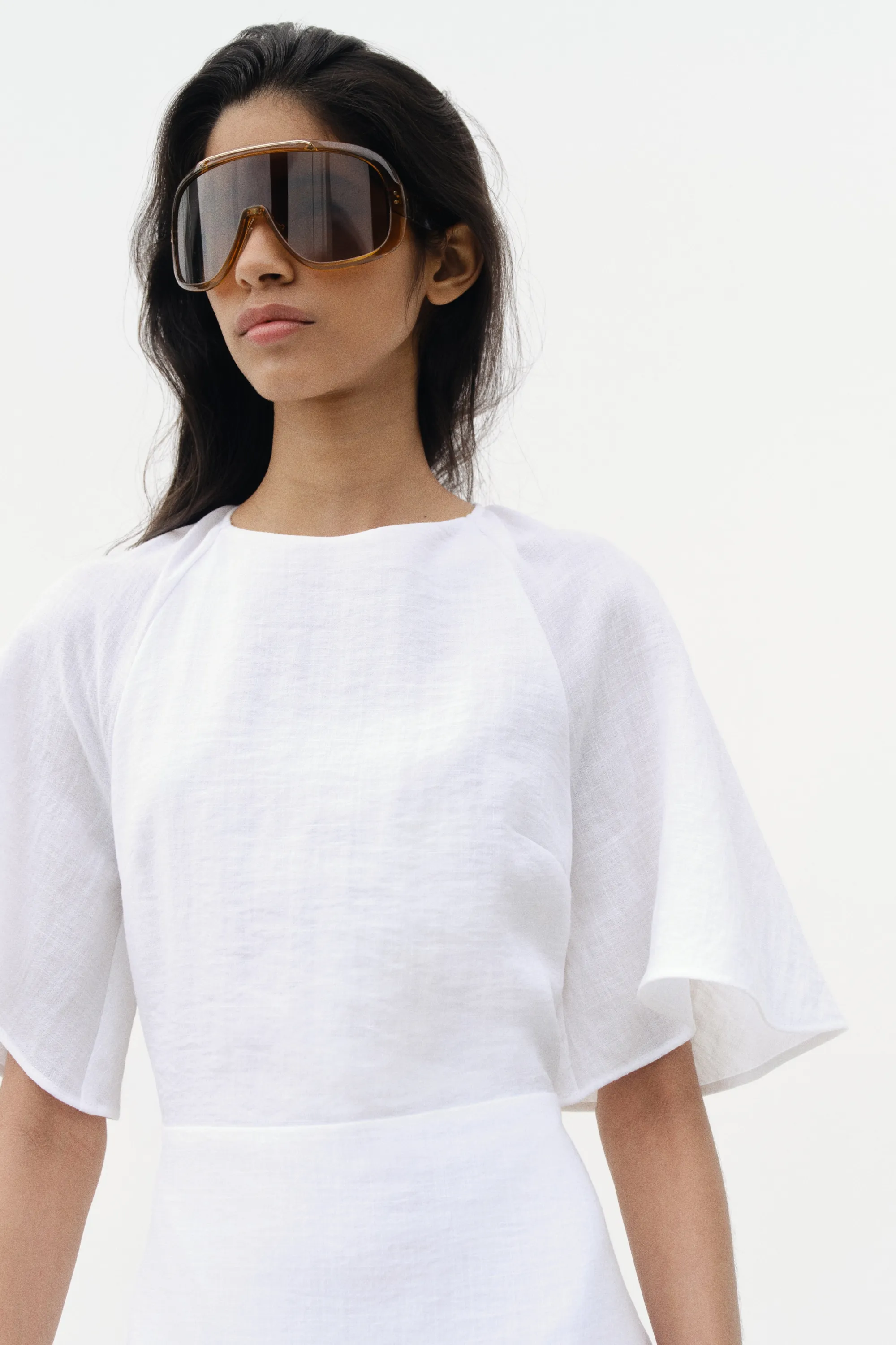 Robe à étages avec détail à nouer - Blanc