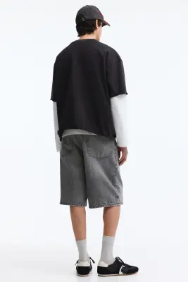 Short Baggy en denim - Gris denim — photo 3
